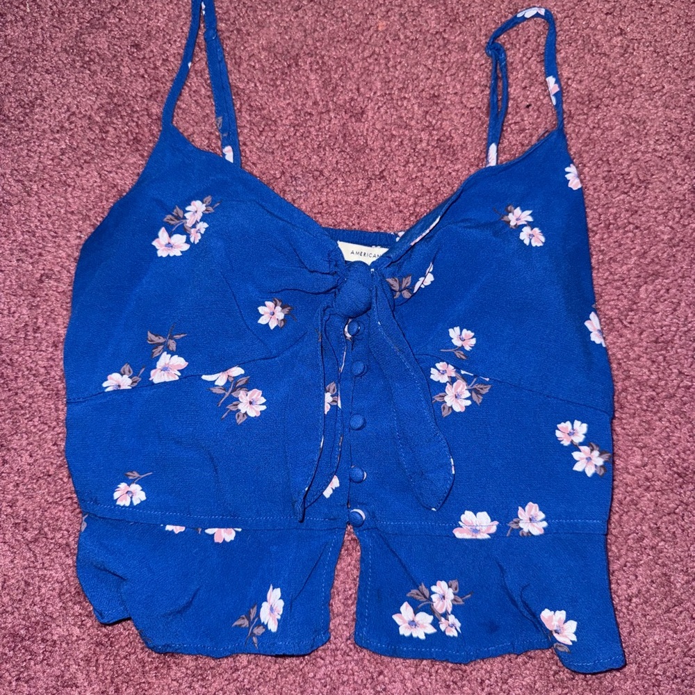 American Eagle Outfitters Blue Tie Front Camisole